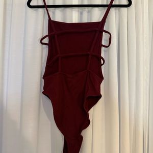 Burgundy strappy body suit from urban outfitters